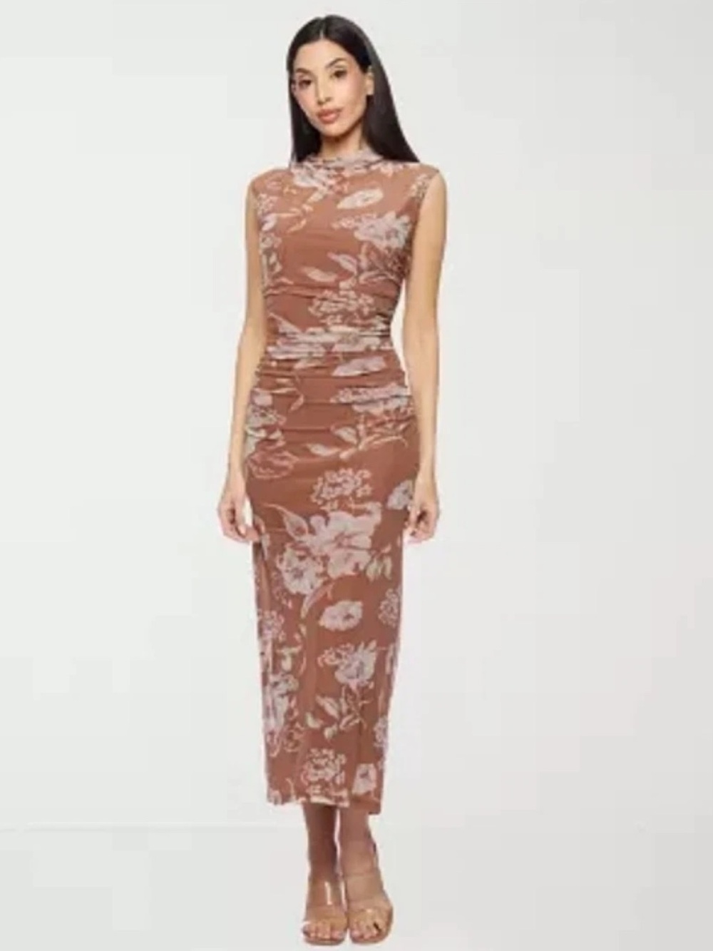 Premier Amour Mesh Floral Midi Dress